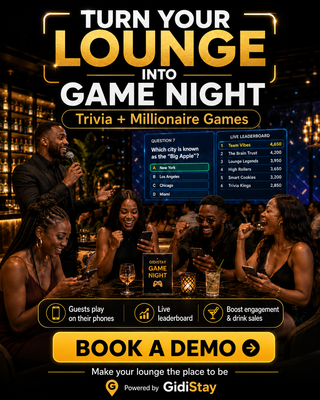 GidiStay Game Night — Trivia & Millionaire at your lounge