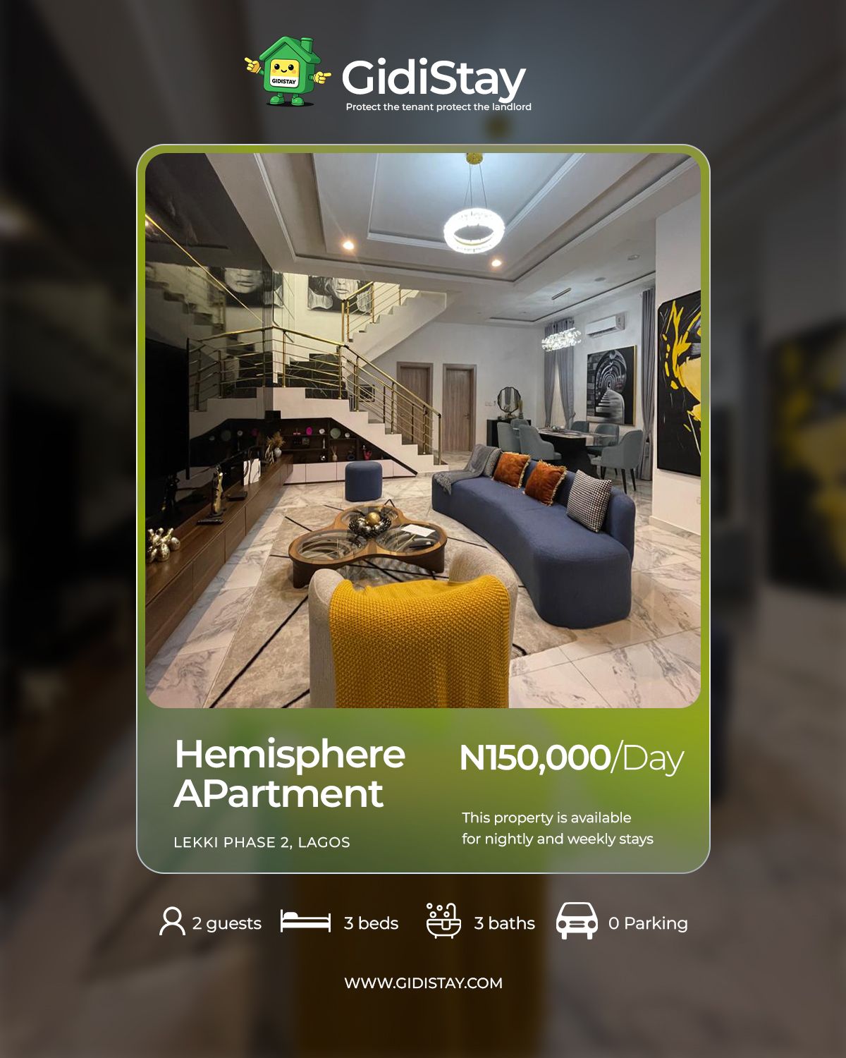 The Hemisphere Gorgeously furnished shortlet lekki Lagos — ₦150,000/night | GidiStay — 3 bed house in Lekki Phase 2, Lagos (main view)