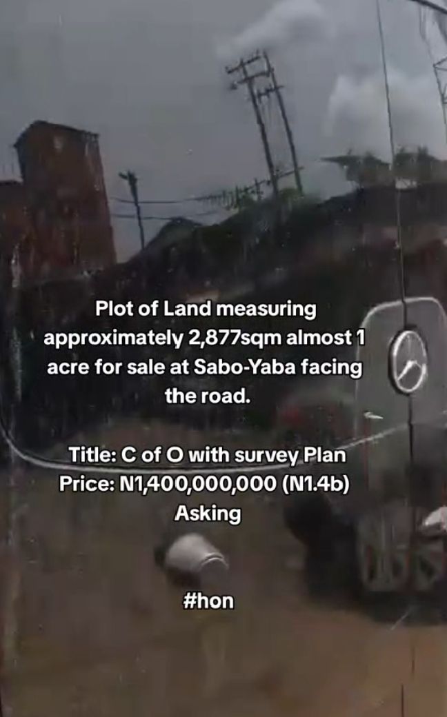Plot of Land measuring approximately 2,877sqm almost 1 acre for sale at Sabo-Yaba facing the road. — ₦1,400,000,000 | GidiStay — 1 bed land in Yaba, Lagos (interior)