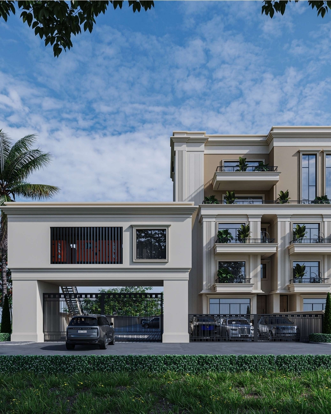 Tranquil Waterfront Homes — front entrance with gated car park